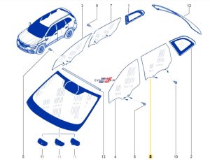 Scheibe Tür hinten links Renault Koleos 2 823010319R