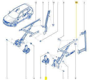 Fensterhebermechanismus  links hinten Renault Koleos 2 827214CA0A