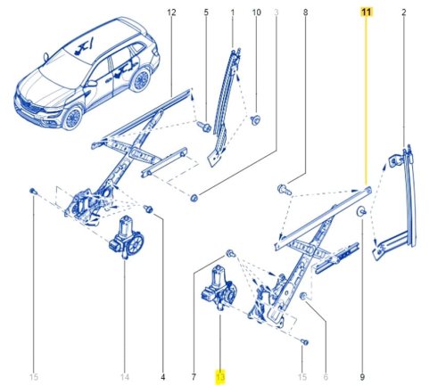 Fensterhebermechanismus  links hinten Renault Koleos 2 827214CA0A