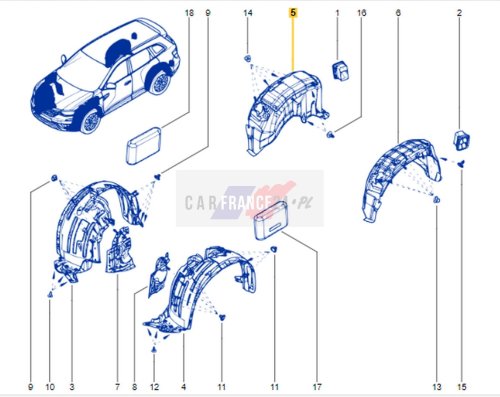 Radhaus rechts hinten  767484506R OE Renault Koleos II 2019