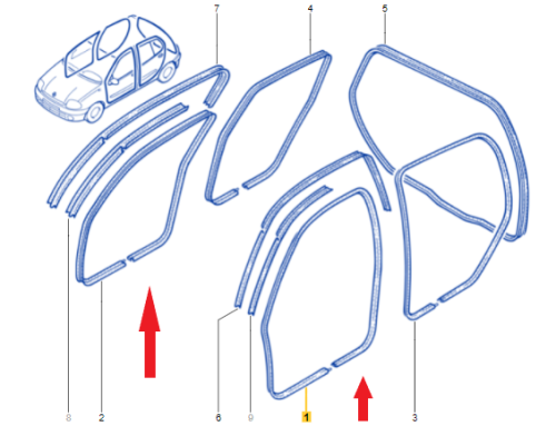Türdichtung links Clio 2 5d  7700843121 Renault