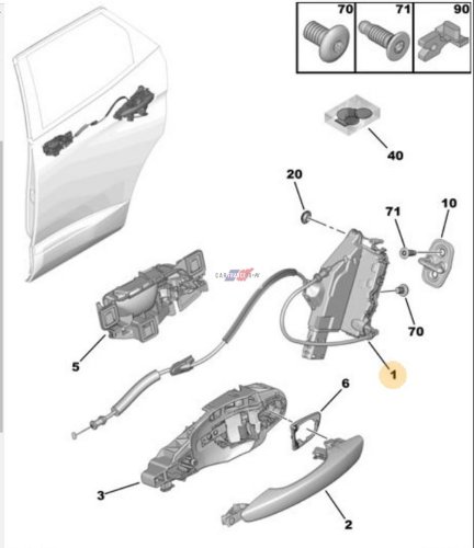 Türschloss 9823729080 Rechts hinten Neu OE Citroen Peugeot 3008