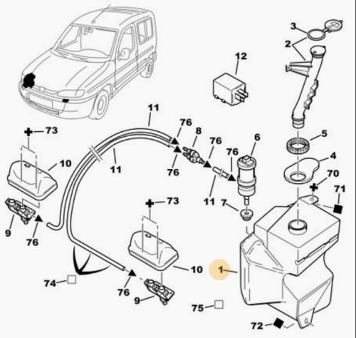 Waschwasserbehälter 6431A7 Citroen Berlingo 1, Peugeot Partner 1 Original