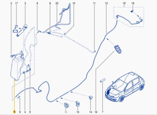 Waschwasserbehälter 7701058023 Renault Clio III Original