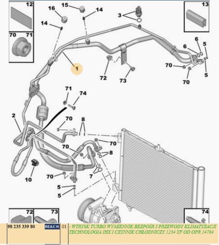 Klimaanlagenleitung 9823533980 Neu OE Citroen Peugeot 208