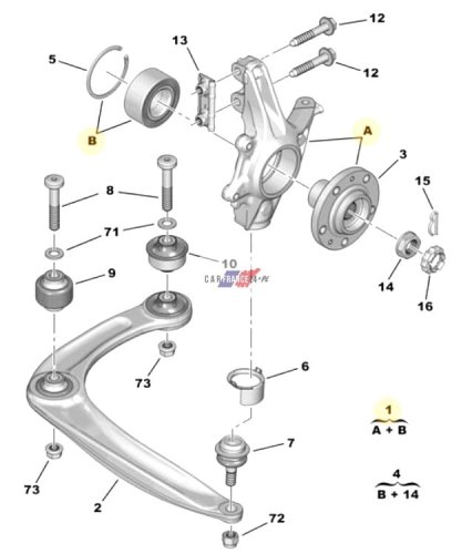 Achsschenkel links Original 364696 Citroen C4 Berlingo